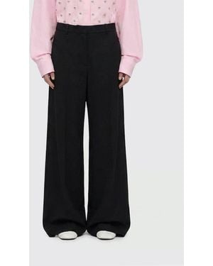 MSGM Wide-Leg-Hose Aus Baumwollpopeline Mit Mittlerer Taille - Schwarz