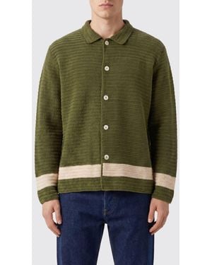 Bode Long-Sleeve Crochet Cotton Shirt With A Relaxed Fit - Green