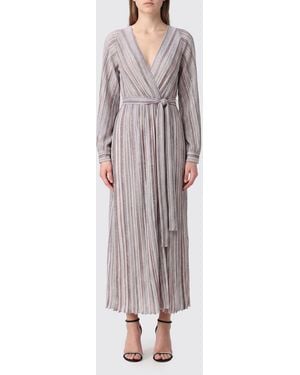 Missoni Long Striped Lurex Cardigan With Waist Belt - Pink