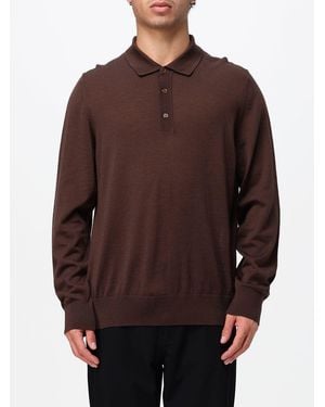BOSS Long-Sleeved Knit Polo Shirt - Brown