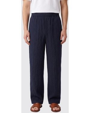 Giorgio Armani Wide Leg Viscose Blend Trousers - Blue