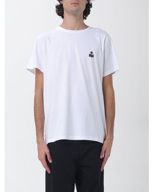 Isabel Marant Slim Fit Baumwoll-T-Shirt Mit Rundhalsausschnitt Und Kontrastlogo - Weiß
