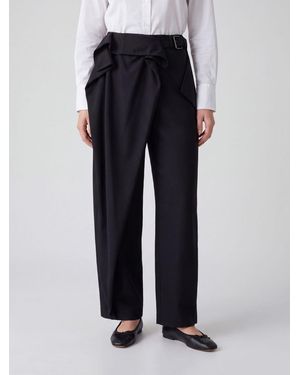 JW Anderson Pantalones Palazzo De Sastre De Lana Con Talle Alto - Negro