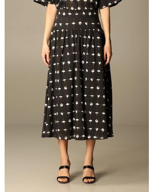 Alysi Skirt In Floral Patterned Fabric - Brown