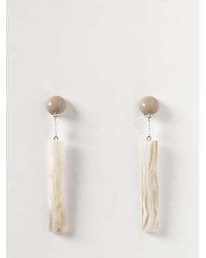 Emporio Armani Pendientes De Resina Marmolada - Blanco