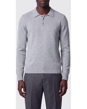 Drumohr Long-Sleeved Pure Cashmere Polo With Three-Button Placket - Grey