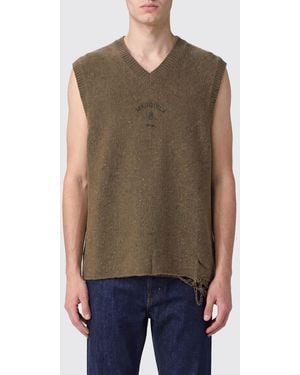 MM6 by Maison Margiela V-Neck Wool-Blend Knit Vest With Contrast Logo - Green