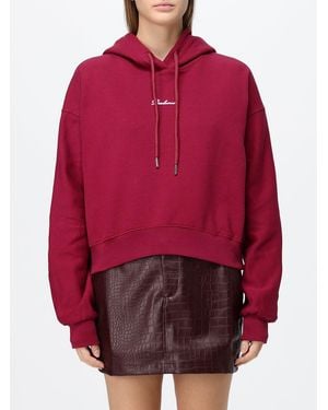 DISCLAIMER Relaxed Fit Printed Logo Cotton Hoodie With Drawstring - Red