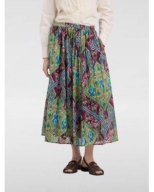 Momoní Momon&Igrave Falda Midi Evasé De Algodón Con Estampado Étnico - Multicolor