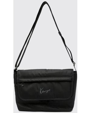KENZO Signature Nylon-Umhängetasche Mit Gesticktem Logo Und Klappverschluss - Schwarz