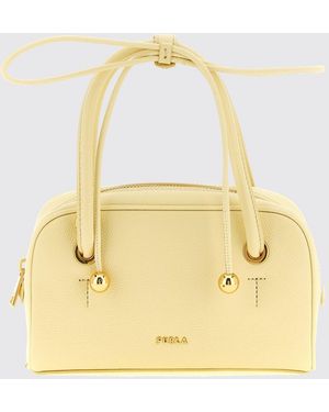Furla Poppy Mini Full-Grain Leather Handbag With Double Handle And Shoulder Strap - Metallic