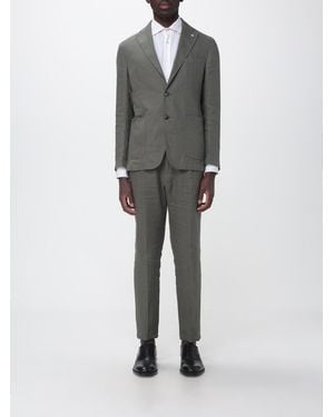 Manuel Ritz Single-Breasted Linen Suit - Grey