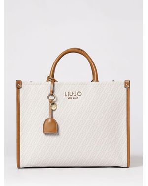 Liu Jo Grained Synthetic Leather Bag With All-Over Monogram - White
