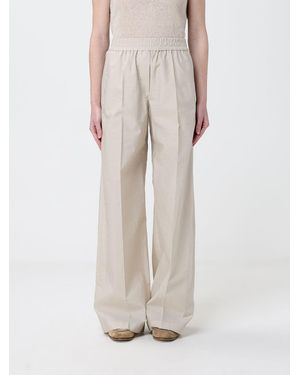 Brunello Cucinelli Wide Leg Poplin Trousers - Natural