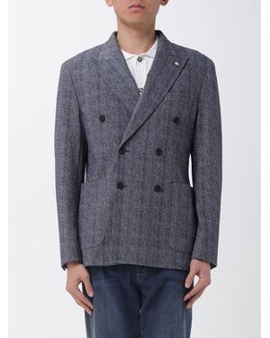 Manuel Ritz Double-Breasted Blazer - Blue