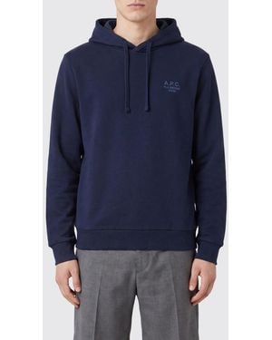 A.P.C. Relaxed Fit Cotton Logo Hoodie - Blue