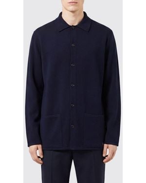 Valentino Merino Wool Cardigan With Patch Pocket - Blue