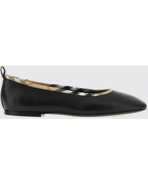 Burberry Bailarina Robin De Piel De Cordero Con Estampado Vintage Check - Blanco