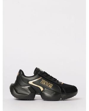 Versace Jeans Couture Leather And Mesh Trainers - Black