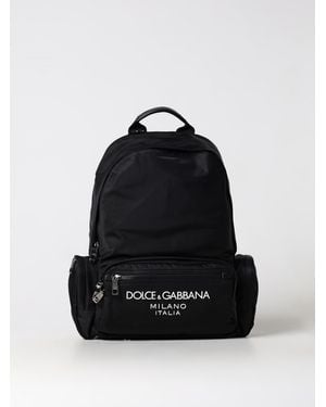 Dolce & Gabbana Sicilia Dna Nylon Backpack With Rubberized Logo On The Front - Black