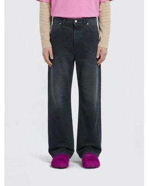 Marni Wide-Leg Cotton Denim Jeans - Blue