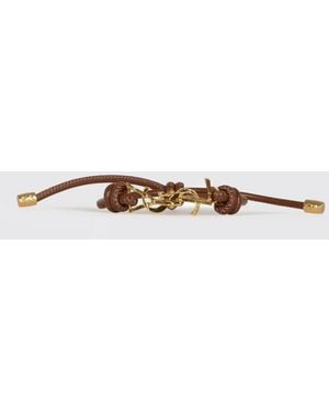 Saint Laurent Cassandre Leather And Brass Bracelet - White