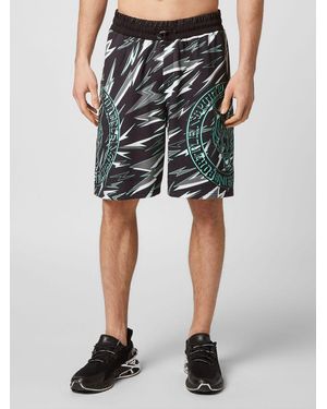 Philipp Plein Jersey Sports Shorts With Graphic Print And Drawstring Waist - Black