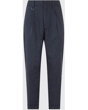 Paolo Pecora Slim Fit Cotton Chino Trousers With Slant Pockets - Blue