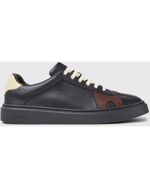 Camper Twins Low-Top Calfskin Sneakers With Contrast Logo - Black