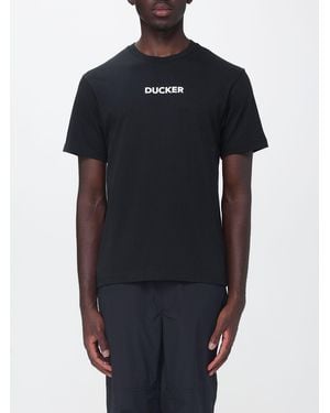 Save The Duck Cotton Crewneck T-Shirt With Front Slogan Print By - Blue