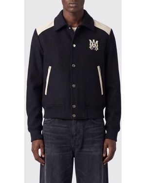 Amiri Varsity Monogram Wool Blend Bomber Jacket - Blue