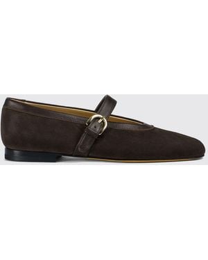 Doucal's Mary Jane Suede Flats With Strap - White