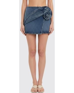Magda Butrym Cotton Denim Mini Skirt With Flower - Blue