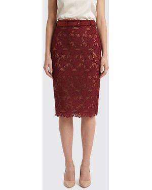 Self-Portrait Lace Skirt - Red