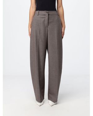Pinko High-Waisted Houndstooth Wool Blend Wide-Leg Trousers - Grey