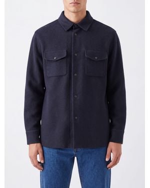 Aspesi Hemdjacke Aus Reiner Wolle Mit Aufgesetzten Taschen Und Klassischem Kragen - Blau