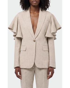 Moschino Single-Breasted Viscose Blazer - Natural