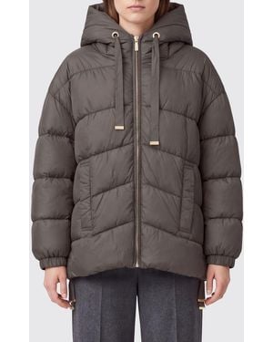 Max Mara Quilted Nylon Hooded Puffer Jacket With Drawstring - Gray