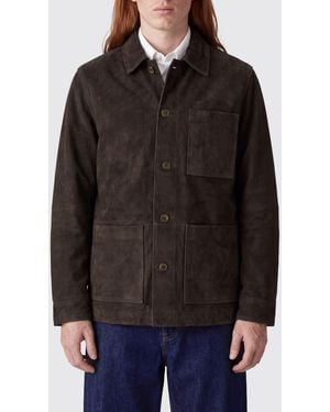 Sebago Suede Leather Shirt Jacket With Classic Collar - Black