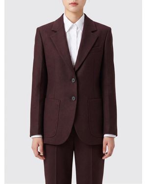 Victoria Beckham Single-Breasted 100% Wool Blazer With Lapel Collar - Purple