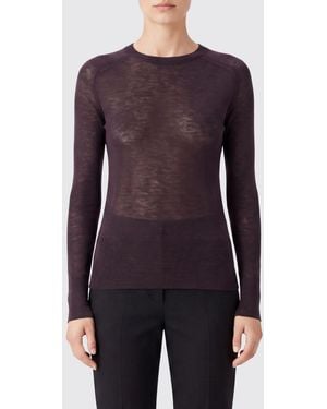 JOSEPH Pull Slim Fit Transparent À Col Rond En Cachemire Avec Bords Côtelés - Violet