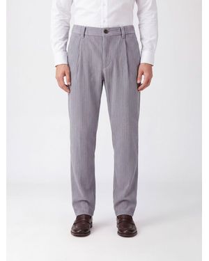 Herno Slim Fit Pleated Corduroy Chino Pants - Grey