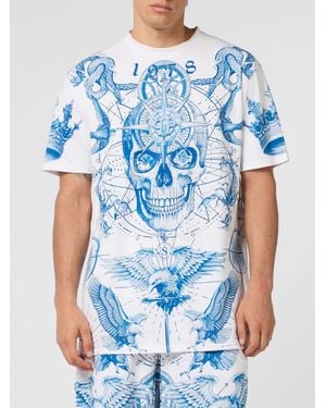 Philipp Plein Skull Cotton T-Shirt - Blue