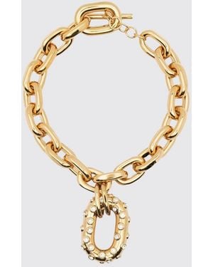 Rabanne Xl Link Brass Necklace With Set Rhinestones - Metallic
