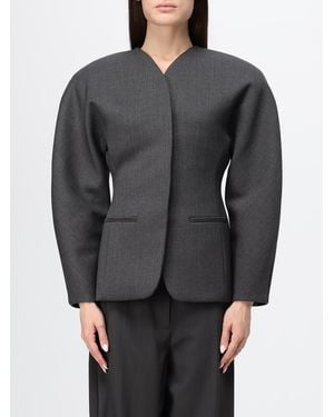 Jacquemus Blazer De Botonadura Sencilla De Mezcla De Lana Con Corte Slim Y Cierre Oculto - Gris