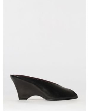 KHAITE Cloak Leather Wedge Sandal - Black