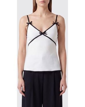 Moschino Top De Noche De Mezcla De Viscosa Con Lazo Y Tirantes Finos - Blanco
