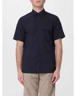 PT Torino Short-Sleeved Cotton Shirt With Concealed Placket - Blue