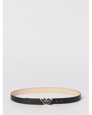 Emporio Armani Grained Faux Leather Belt - White
