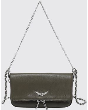Zadig & Voltaire Zadig &Amp Voltaire Bolso Bandolera Rock Nano De Piel De Becerro Graneada Con Logo - Gris